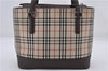 Authentic BURBERRY Vintage Nova Check Canvas Leather Hand Bag Beige Brown 8827D