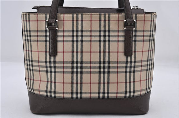 Authentic BURBERRY Vintage Nova Check Canvas Leather Hand Bag Beige Brown 8827D