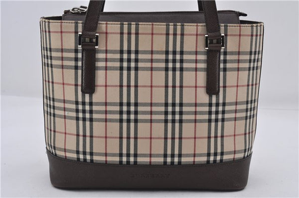 Authentic BURBERRY Vintage Nova Check Canvas Leather Hand Bag Beige Brown 8827D