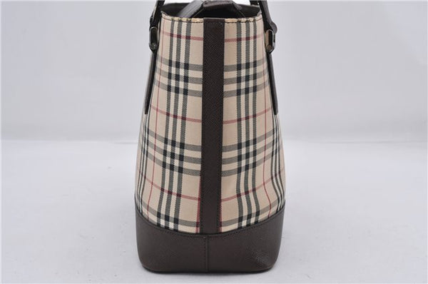 Authentic BURBERRY Vintage Nova Check Canvas Leather Hand Bag Beige Brown 8827D