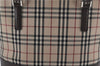 Authentic BURBERRY Vintage Nova Check Canvas Leather Hand Bag Beige Brown 8827D