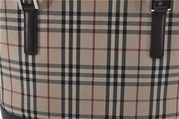 Authentic BURBERRY Vintage Nova Check Canvas Leather Hand Bag Beige Brown 8827D