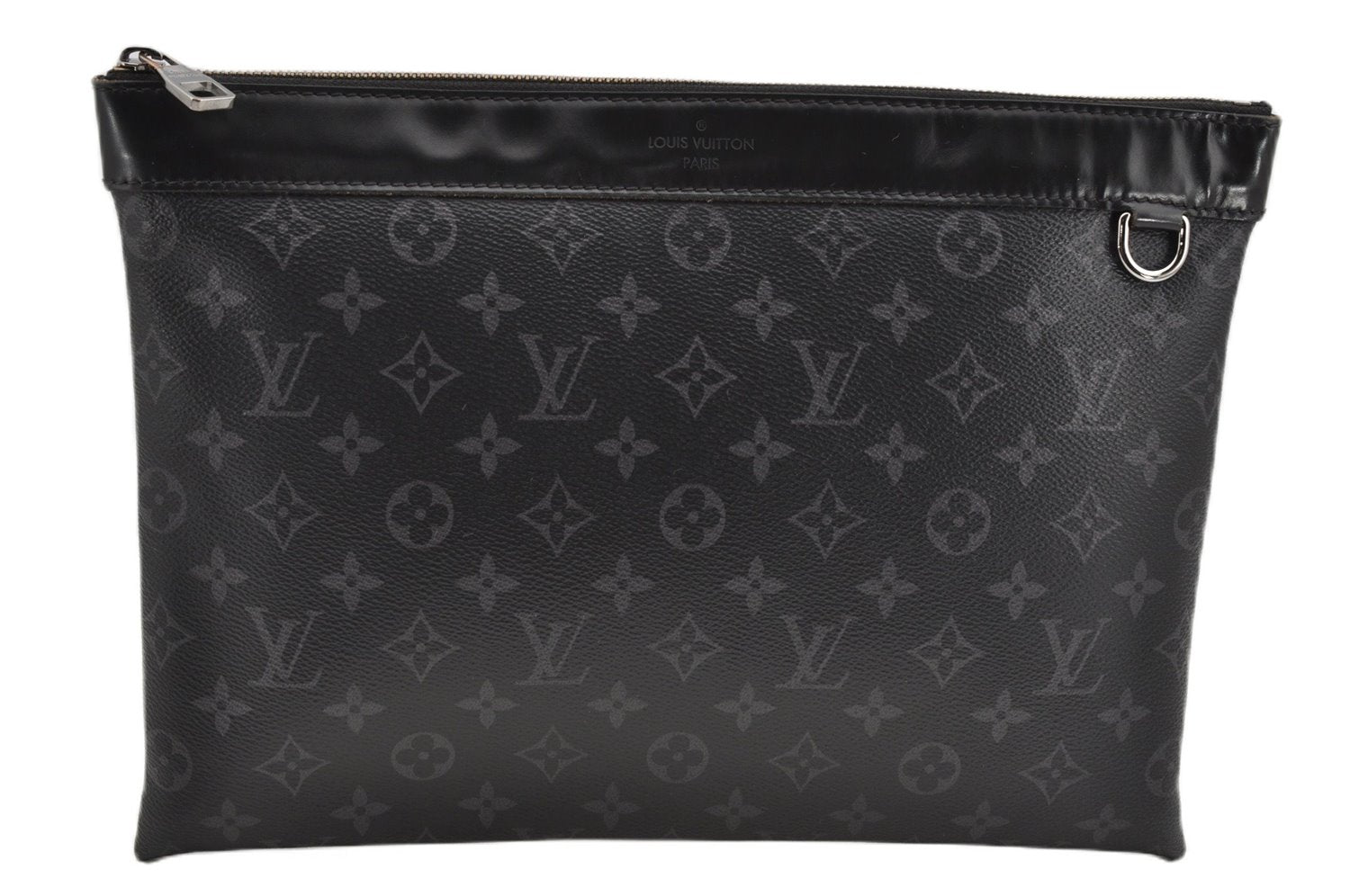 Auth Louis Vuitton Monogram Eclipse Pochette Discovery M62291 Clutch Bag 8827F