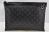 Auth Louis Vuitton Monogram Eclipse Pochette Discovery M62291 Clutch Bag 8827F
