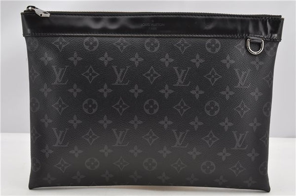 Auth Louis Vuitton Monogram Eclipse Pochette Discovery M62291 Clutch Bag 8827F