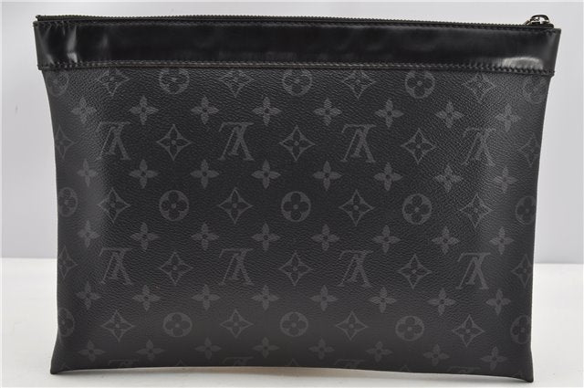 Auth Louis Vuitton Monogram Eclipse Pochette Discovery M62291 Clutch Bag 8827F