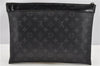 Auth Louis Vuitton Monogram Eclipse Pochette Discovery M62291 Clutch Bag 8827F