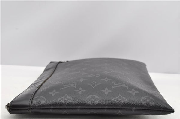 Auth Louis Vuitton Monogram Eclipse Pochette Discovery M62291 Clutch Bag 8827F
