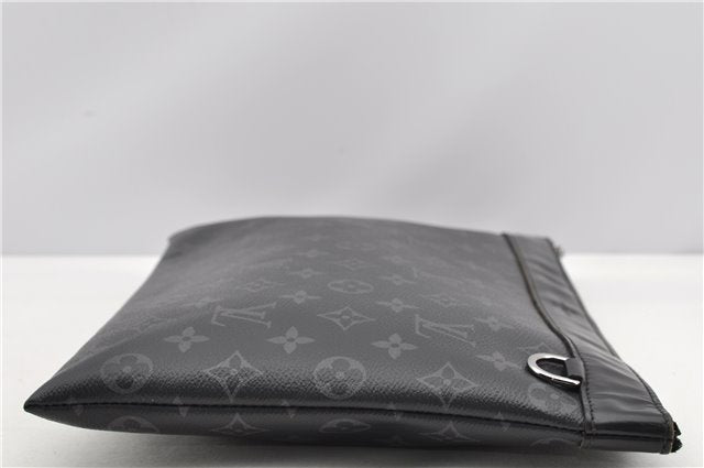 Auth Louis Vuitton Monogram Eclipse Pochette Discovery M62291 Clutch Bag 8827F
