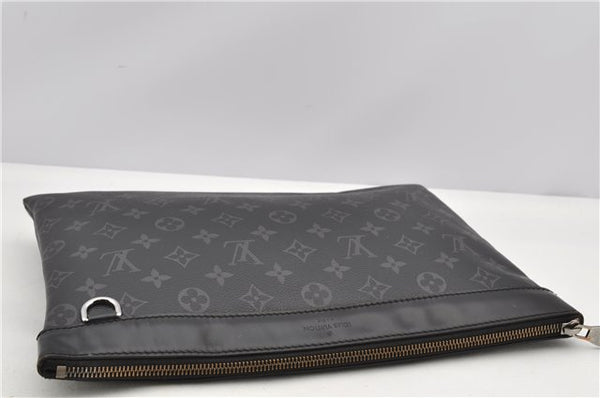Auth Louis Vuitton Monogram Eclipse Pochette Discovery M62291 Clutch Bag 8827F