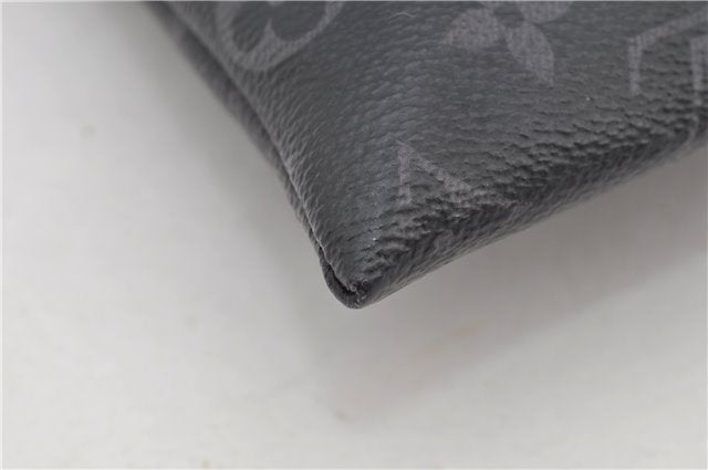Auth Louis Vuitton Monogram Eclipse Pochette Discovery M62291 Clutch Bag 8827F