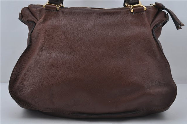 Authentic Chloe Marcie Large Shoulder Hand Bag Leather Brown 8828D