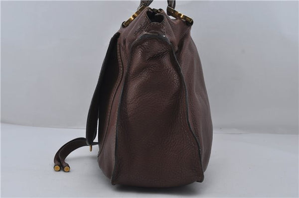 Authentic Chloe Marcie Large Shoulder Hand Bag Leather Brown 8828D