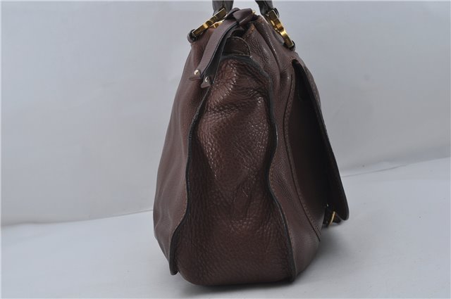 Authentic Chloe Marcie Large Shoulder Hand Bag Leather Brown 8828D