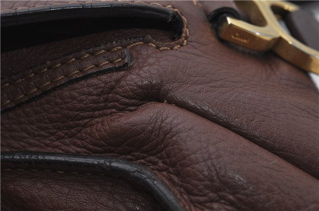 Authentic Chloe Marcie Large Shoulder Hand Bag Leather Brown 8828D