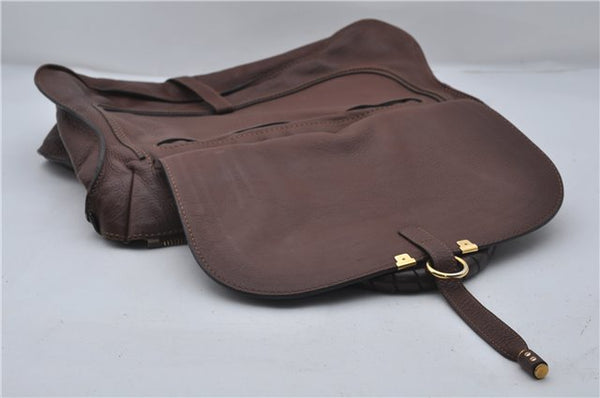 Authentic Chloe Marcie Large Shoulder Hand Bag Leather Brown 8828D
