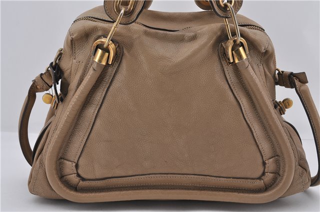 Authentic Chloe Paraty 2Way Shoulder Hand Bag Leather Beige 8829D