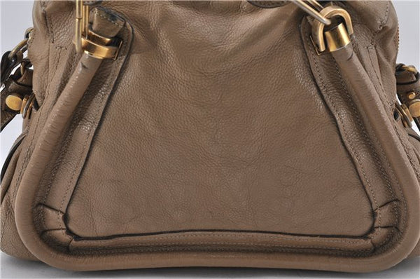 Authentic Chloe Paraty 2Way Shoulder Hand Bag Leather Beige 8829D