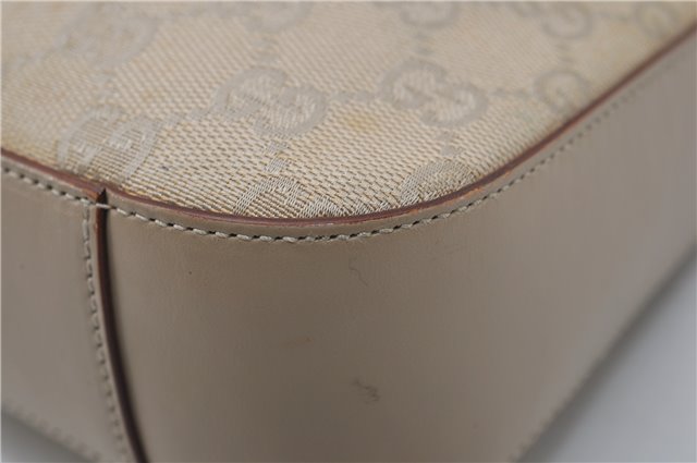Authentic GUCCI Shoulder Hand Bag GG Canvas Leather 01233 Beige 8830D
