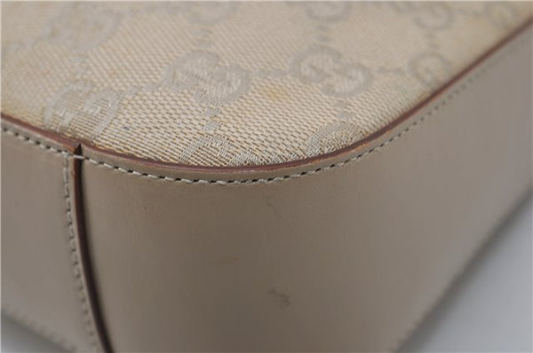 Authentic GUCCI Shoulder Hand Bag GG Canvas Leather 01233 Beige 8830D