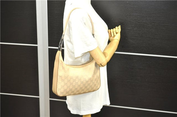 Authentic GUCCI Shoulder Hand Bag GG Canvas Leather 01233 Beige 8830D