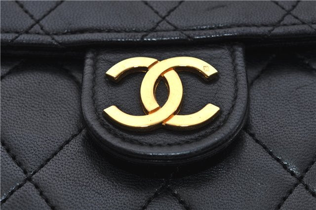 Authentic CHANEL Lamb Skin Matelasse Chain Shoulder Bag Purse Black Junk 8831D