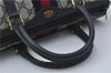 Authentic GUCCI Sherry Line Hand Boston Bag GG PVC Leather Navy Blue Junk 8836D