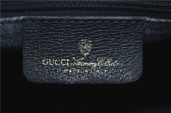 Authentic GUCCI Sherry Line Hand Boston Bag GG PVC Leather Navy Blue Junk 8836D