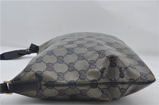 Authentic GUCCI GG Crystal Shoulder Cross Body Bag PVC Leather 278301 Navy 8836E