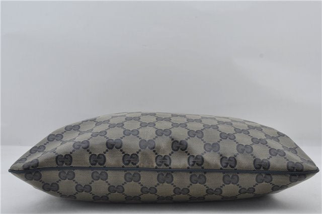 Authentic GUCCI GG Crystal Shoulder Cross Body Bag PVC Leather 278301 Navy 8836E