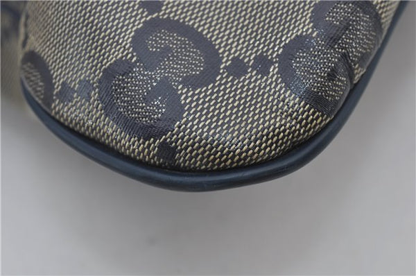 Authentic GUCCI GG Crystal Shoulder Cross Body Bag PVC Leather 278301 Navy 8836E