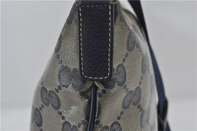 Authentic GUCCI GG Crystal Shoulder Cross Body Bag PVC Leather 278301 Navy 8836E