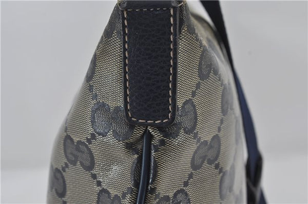 Authentic GUCCI GG Crystal Shoulder Cross Body Bag PVC Leather 278301 Navy 8836E