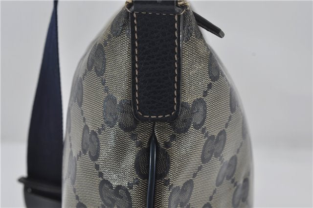 Authentic GUCCI GG Crystal Shoulder Cross Body Bag PVC Leather 278301 Navy 8836E