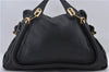 Authentic Chloe Paraty 2Way Shoulder Hand Bag Leather Black 8837D