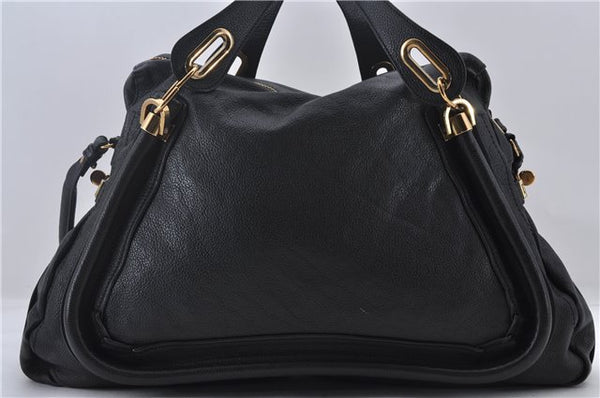 Authentic Chloe Paraty 2Way Shoulder Hand Bag Leather Black 8837D