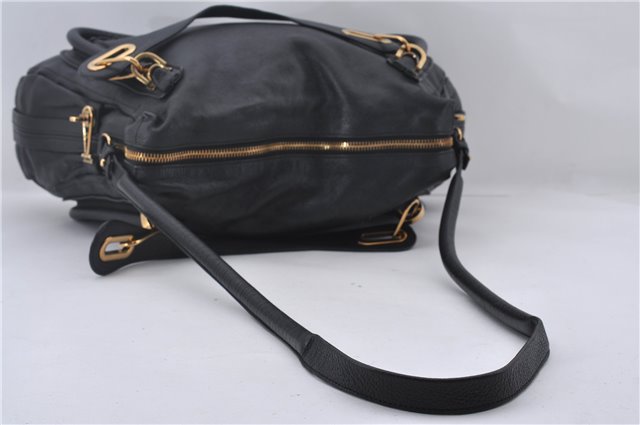 Authentic Chloe Paraty 2Way Shoulder Hand Bag Leather Black 8837D