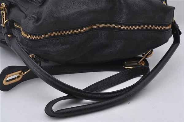 Authentic Chloe Paraty 2Way Shoulder Hand Bag Leather Black 8837D