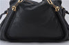 Authentic Chloe Paraty 2Way Shoulder Hand Bag Leather Black 8837D