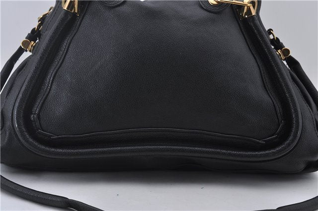 Authentic Chloe Paraty 2Way Shoulder Hand Bag Leather Black 8837D