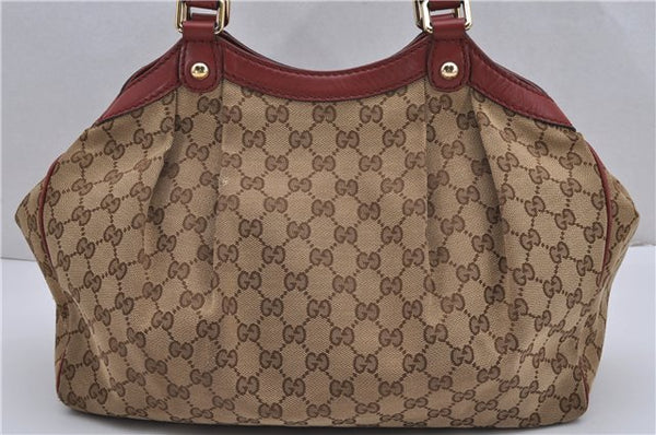 Authentic GUCCI Sukey Shoulder Tote Bag GG Canvas Leather 211944 Brown 8837F