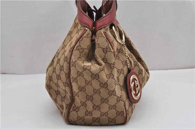 Authentic GUCCI Sukey Shoulder Tote Bag GG Canvas Leather 211944 Brown 8837F