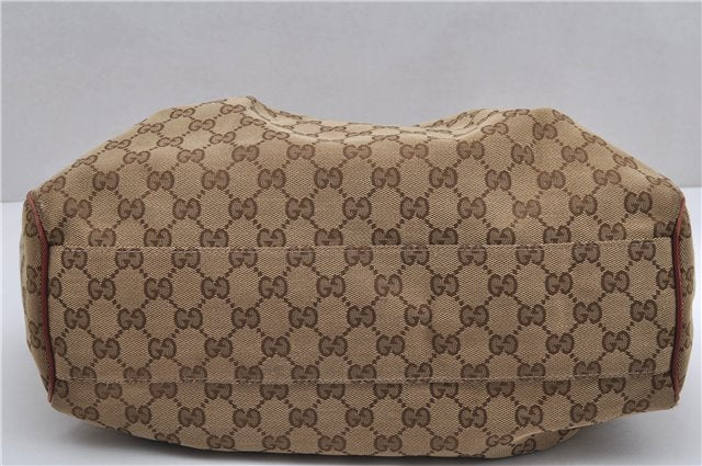 Authentic GUCCI Sukey Shoulder Tote Bag GG Canvas Leather 211944 Brown 8837F