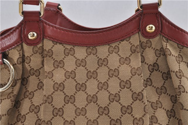 Authentic GUCCI Sukey Shoulder Tote Bag GG Canvas Leather 211944 Brown 8837F