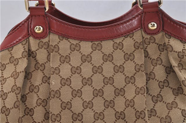 Authentic GUCCI Sukey Shoulder Tote Bag GG Canvas Leather 211944 Brown 8837F