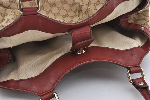 Authentic GUCCI Sukey Shoulder Tote Bag GG Canvas Leather 211944 Brown 8837F