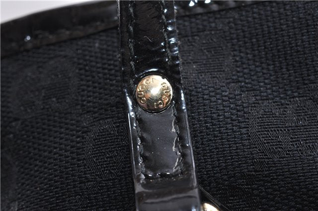 Authentic GUCCI Shoulder Tote Bag GG Canvas Enamel 211976 Black 8841F