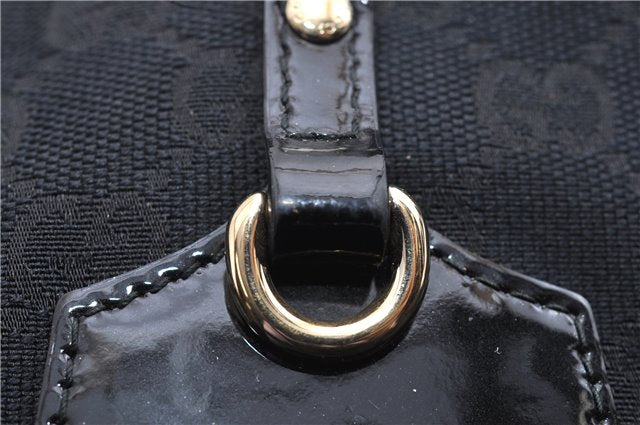 Authentic GUCCI Shoulder Tote Bag GG Canvas Enamel 211976 Black 8841F