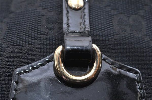 Authentic GUCCI Shoulder Tote Bag GG Canvas Enamel 211976 Black 8841F