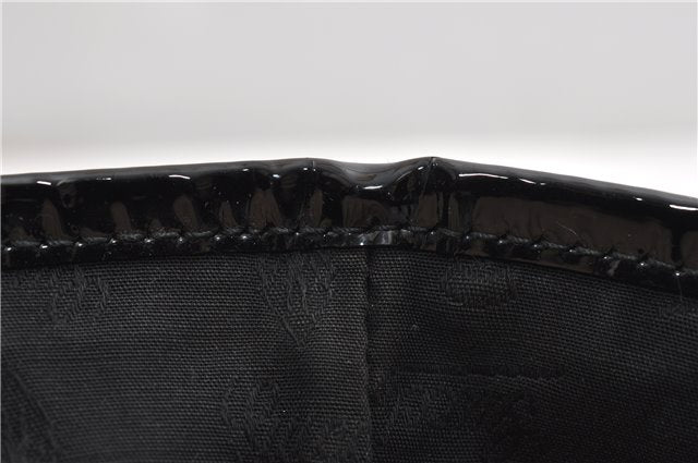 Authentic GUCCI Shoulder Tote Bag GG Canvas Enamel 211976 Black 8841F